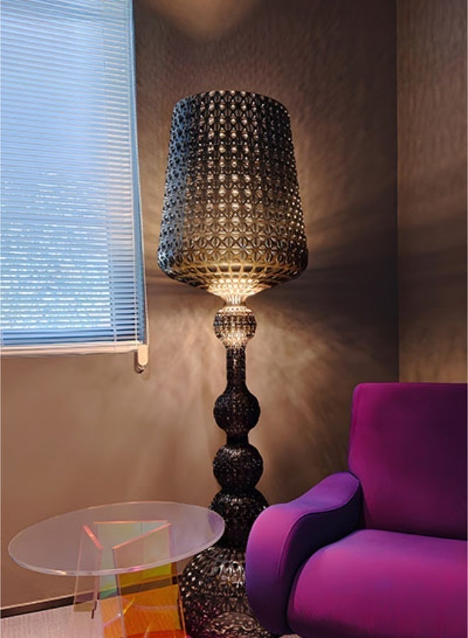 Floor Lamp Geometric Openwork Floor Lamp - Large acrylic floor lamp with black acrylic lampshade, suitable for living room/bedroom/kitchen/dining room - E27 warm white light bulb, with light source, foot switch, home decor lighting - Bohemian style lighting fixture, crystal vintage decoration - Image 3