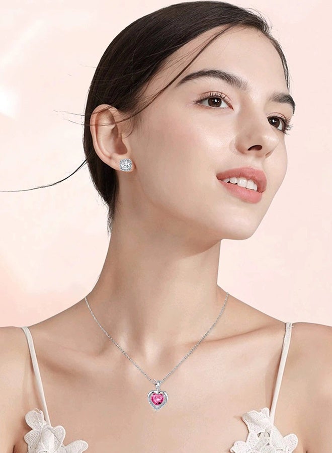 ليمون مجموعة هدايا من الزهور المحفوظة: وردة حمراء دائمة مع قلادة وأقراط للأم والابنة والزوجة في ذكرى زواجهما وأعياد ميلادهما. - Image 2