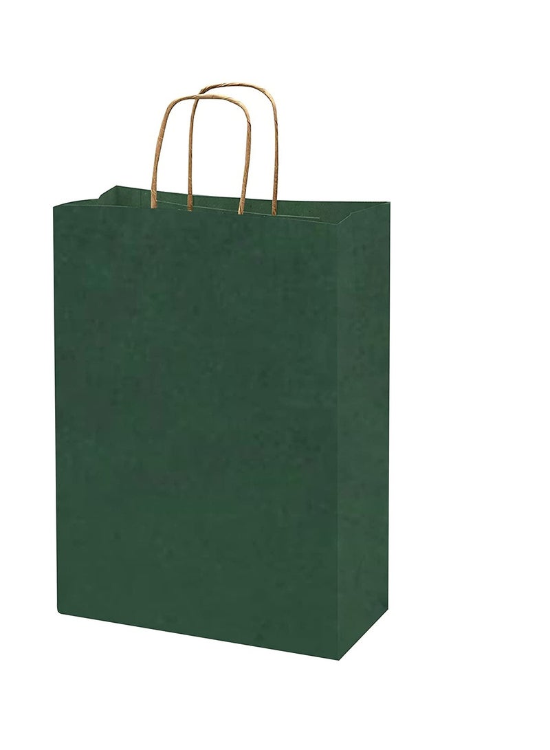 MARKQ Dark Green Paper bags with handles 27 x 22 x 11 cm Large Kraft Gift bags for Birthday Party Favors Weddings Retail Baby Shower 12 Bags - Image 1