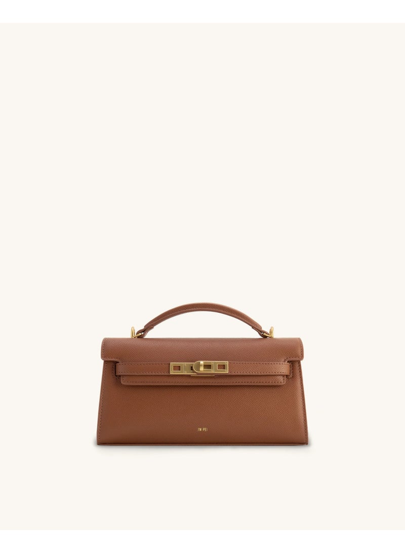 جي دبليو بي حقيبة كيلي من جلد نور المحبب، حقيبة يد أنيقة للسيدات مع حزام كتف قابل للتعديل والإزالة - Image 1