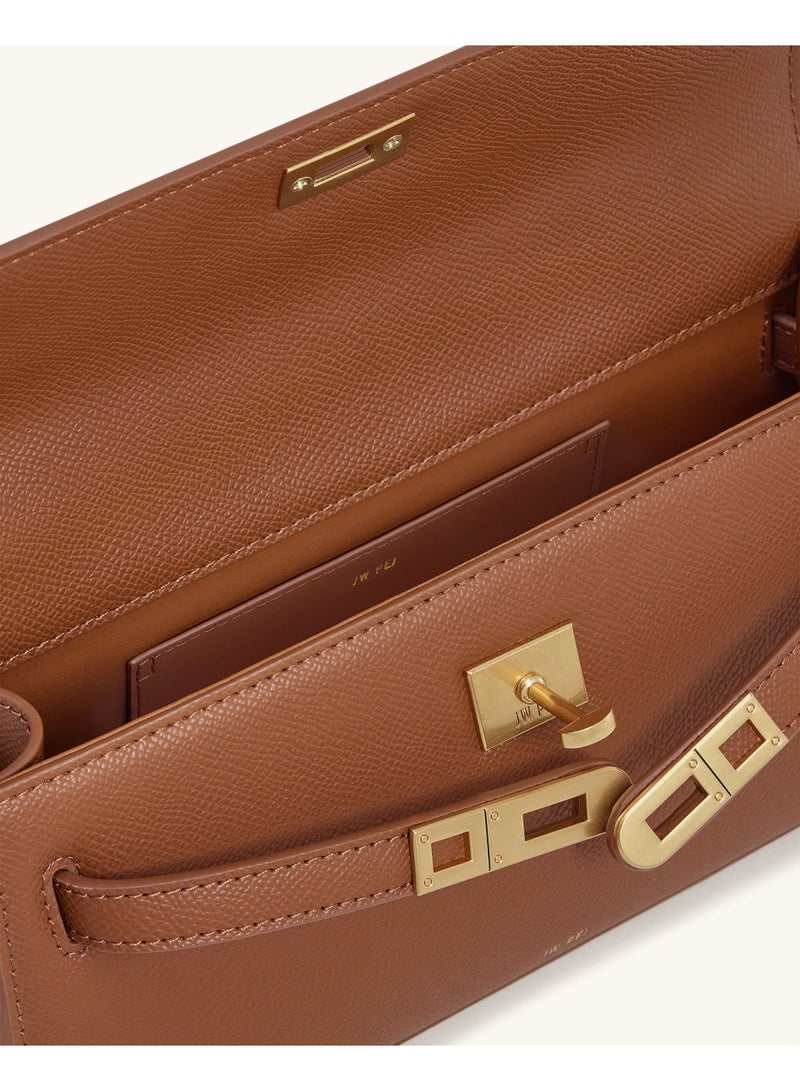 جي دبليو بي حقيبة كيلي من جلد نور المحبب، حقيبة يد أنيقة للسيدات مع حزام كتف قابل للتعديل والإزالة - Image 5