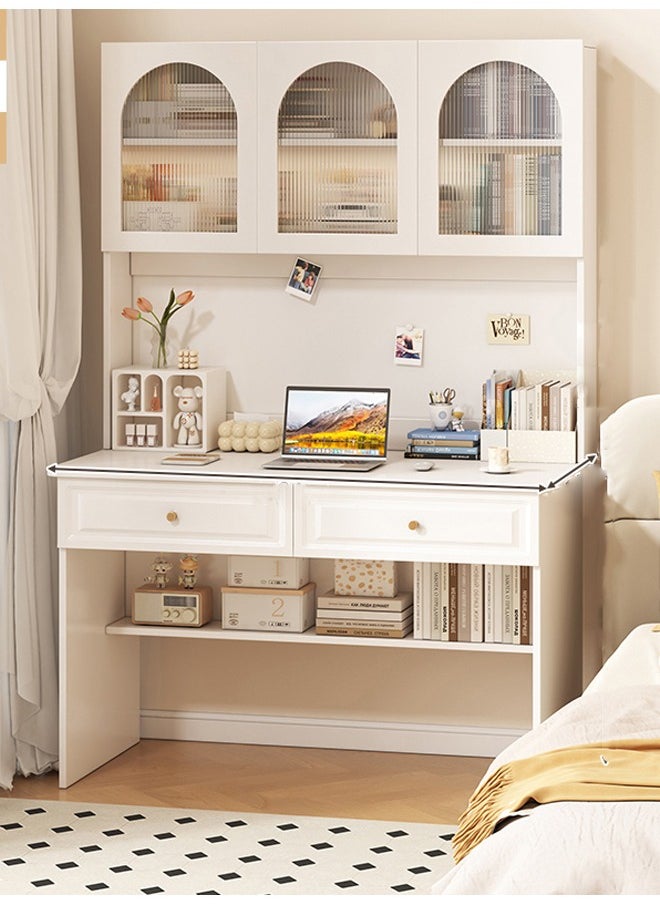 keke - Modern Multifunctional Computer Table Home Office Writing Workstation with Drawers Glass Door & Storage Shelves 120 CM - Image 1