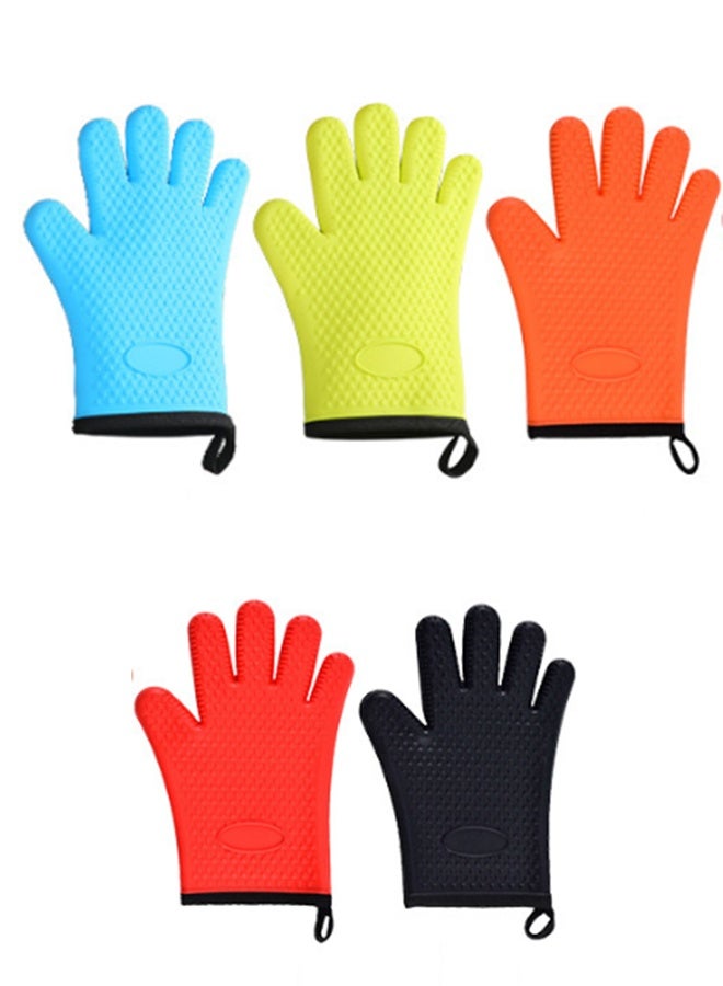 JCB CHIC Silicone Oven Gloves Heat Resistant Kitchen Oven Gloves Set,3 Pair Waterproof Non-Slip Oven Mitts Silicone Gloves,Microwave Oven Gloves with Fingers for Cooking Baking BBQ(random color)