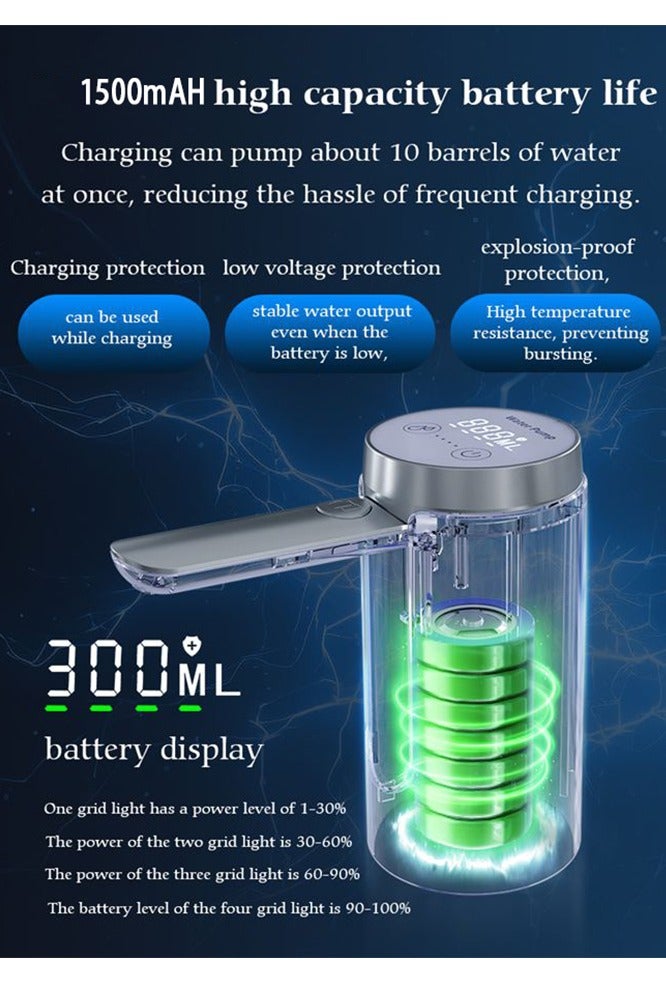 Folding Water Dispenser Pump with Sterilization Light Prompt Electric Touch Screen Drinking Water Pump Electric 3 Quantitative Settings Water Bottle Pump Water Dispenser Pump Portable Water Dispenser - Image 5