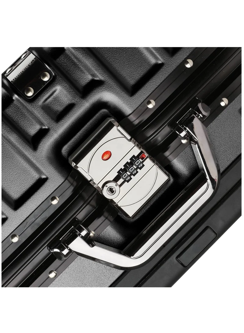 Cabinpro Black Lightweight Aluminum Frame Fashion Luggage Trolley Polycarbonate Hard Case Medium Checked Luggage Suitcase with 4 Quite 360 Degree Double Spinner Wheels CP001 Black  | Best Price UAE