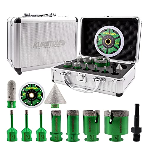 KURSTOL Diamond Core Drill Bits Kit 66620253550mm2 Beveling Chamfer Bit34 Finger Milling BitSDS Adapter to 5811 Thread45 Cutting disc for Porcelain Ceramic Tile Granite Marble - Image 1