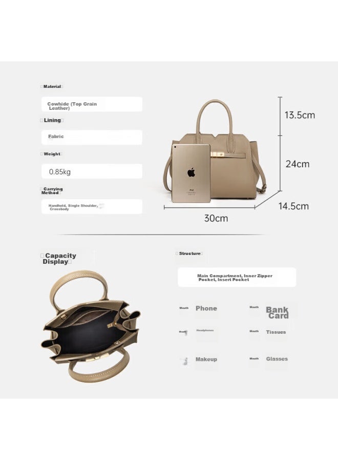 Zooler Women's Handbag, Top-grain Leather, Luxurious Feel, Large Capacity, Shoulder Crossbody Bag, Birthday Gift - Image 3