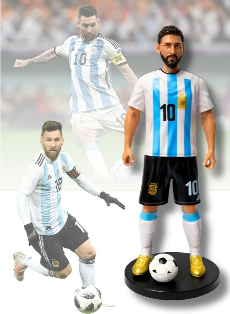 ميسي مجسم ليونيل ميسي الأرجنتيني، بطول 26 سم - تمثال فاخر قابل للتحصيل لنجم كرة القدم، مع كرة قدم وقاعدة، ونموذج مفصل لقميص رياضي، مناسب للجماهير وهواة الجمع. - Image 1