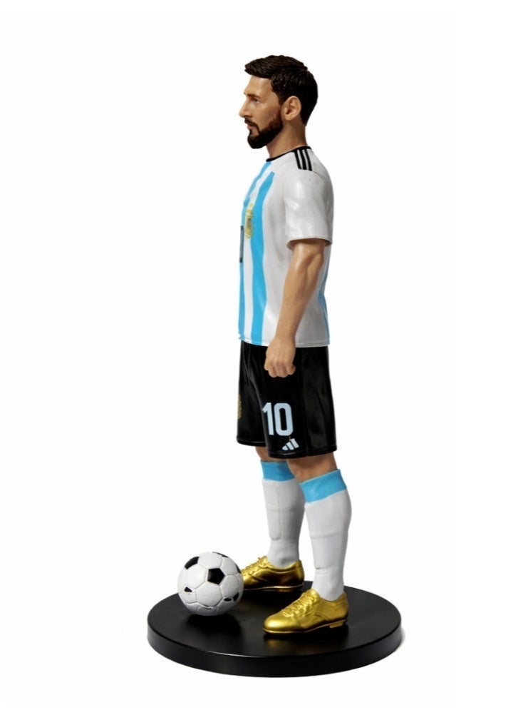 ميسي مجسم ليونيل ميسي الأرجنتيني، بطول 26 سم - تمثال فاخر قابل للتحصيل لنجم كرة القدم، مع كرة قدم وقاعدة، ونموذج مفصل لقميص رياضي، مناسب للجماهير وهواة الجمع. - Image 4