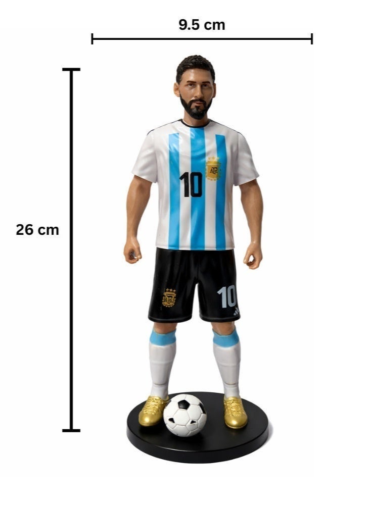 ميسي مجسم ليونيل ميسي الأرجنتيني، بطول 26 سم - تمثال فاخر قابل للتحصيل لنجم كرة القدم، مع كرة قدم وقاعدة، ونموذج مفصل لقميص رياضي، مناسب للجماهير وهواة الجمع. - Image 3