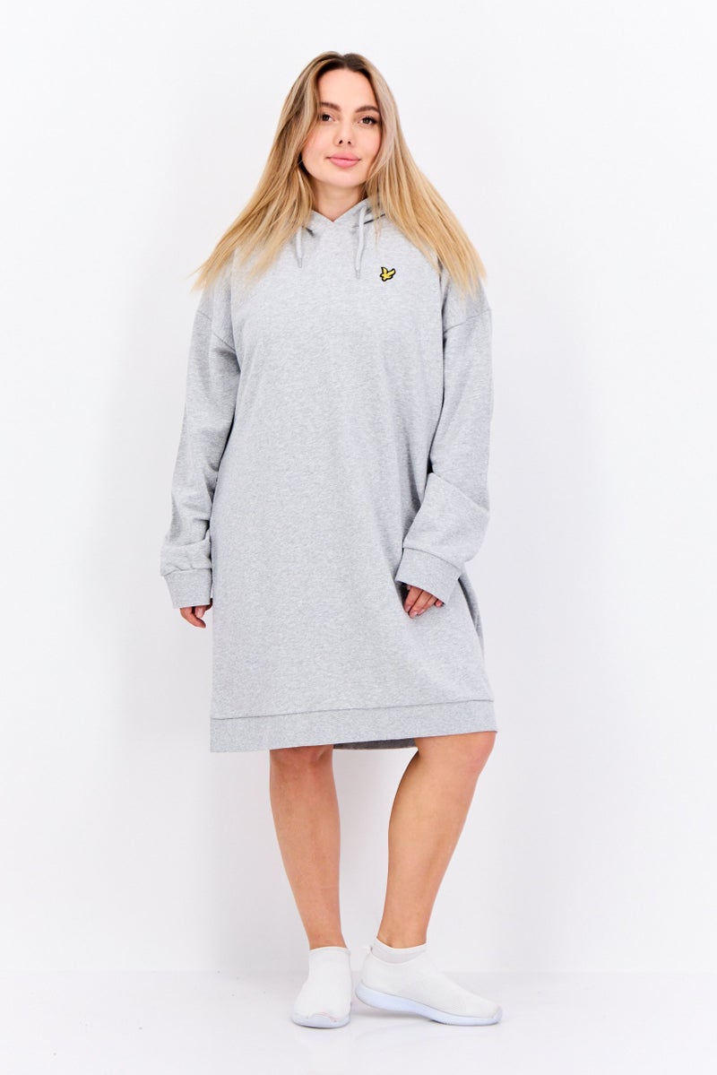 Lyle & Scott Women Hood Long Sleeves Sweater Dress, Grey - Image 1