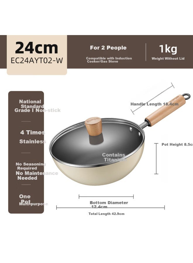 Supor Titanium Iron Non-stick Mini Frying Pan 24cm No Coating Stir-fry Pan Compatible With Induction Cooker - Image 1
