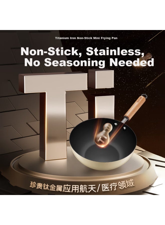 Supor Titanium Iron Non-stick Mini Frying Pan 24cm No Coating Stir-fry Pan Compatible With Induction Cooker - Image 2