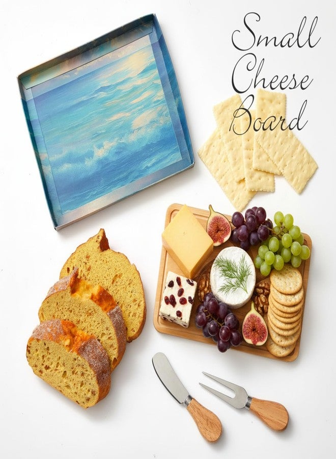 Ziliny Sea Turtle Shaped Cheese Board Set Small Charcuterie Cutting Board Wooden Platter with Knives Forks Funny Serving Trays Turtle Gift for women Christmas Party Kitchen Decoration - Image 4