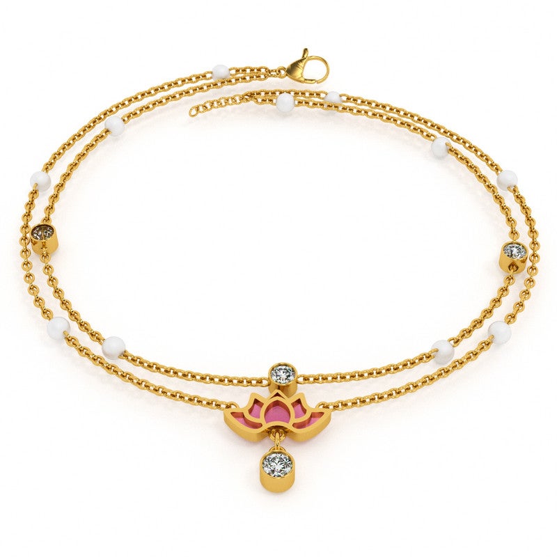 PALMONAS 18k Gold Tone Plated Water Lily Anklet
 for Women - Image 1
