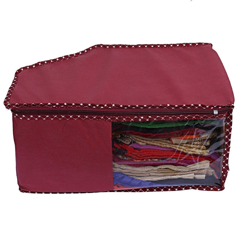 Kuber Industries Kuber Industries NonWoven Blouse Cover BagCloth OrganizerClothes Bags For Storage ClothesPack Of 3 Maroon - Image 3