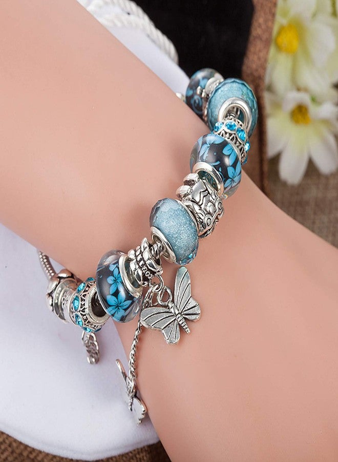 YOUFENG Love Beads Charms Bracelet for Women Snake Chain Unicorn Charm Flower Charms Bracelets Birthday Gifts for Her Amethyst Bracelet 9 - Image 3