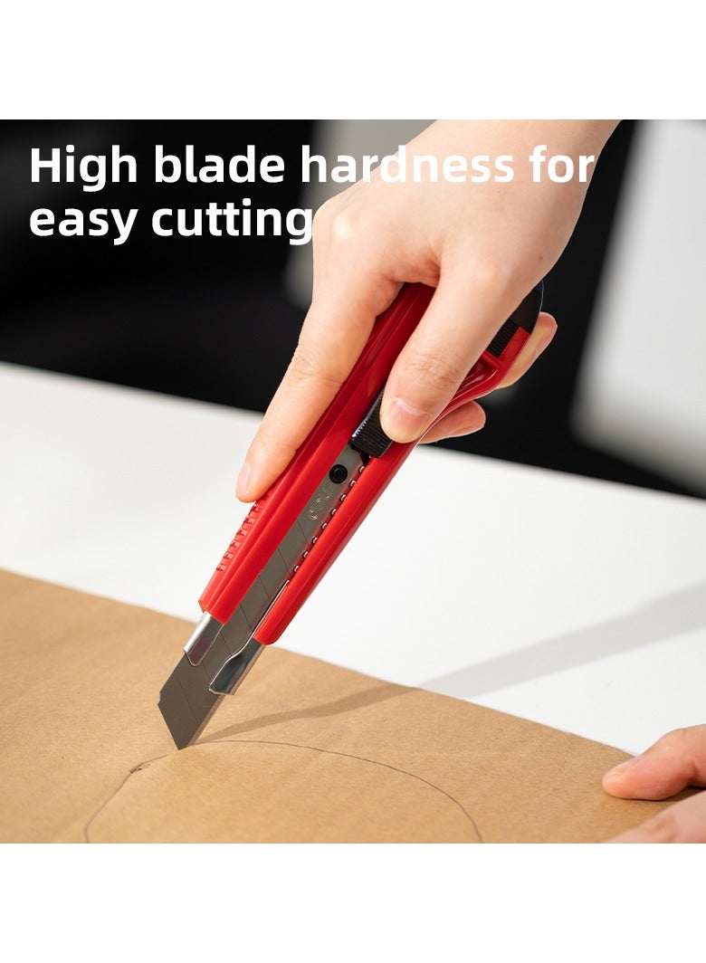 Deli Cutter E2041 - 8 Snap-Off SK5 Steel Edges, Durable Design, Red/Blue, E2041 - Image 3