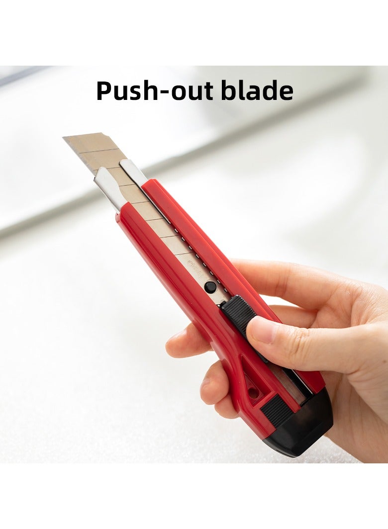 Deli Cutter E2041 - 8 Snap-Off SK5 Steel Edges, Durable Design, Red/Blue, E2041 - Image 2