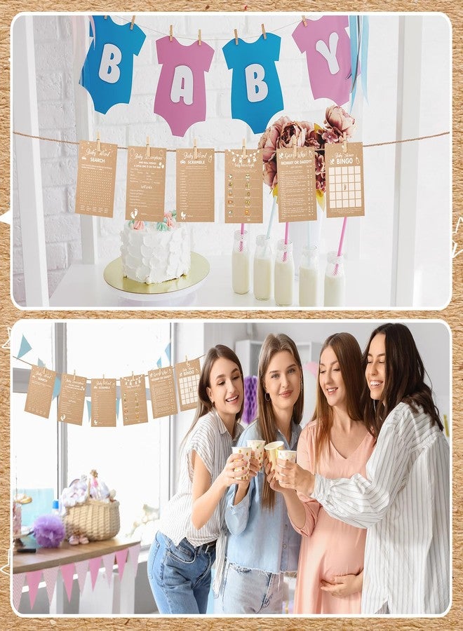 شير مجموعة ألعاب شير لحفلات استقبال المولود الجديد، 320 قطعة من ورق الكرافت، تتضمن 6 ألعاب، كل لعبة 50 ورقة مع 20 قلم رصاص. تشمل المجموعة: لعبة وصف الطفل وأمنياته، لعبة تخمين من هو، لعبة البنغو، ولعبة البحث عن الكلمات. - Image 5