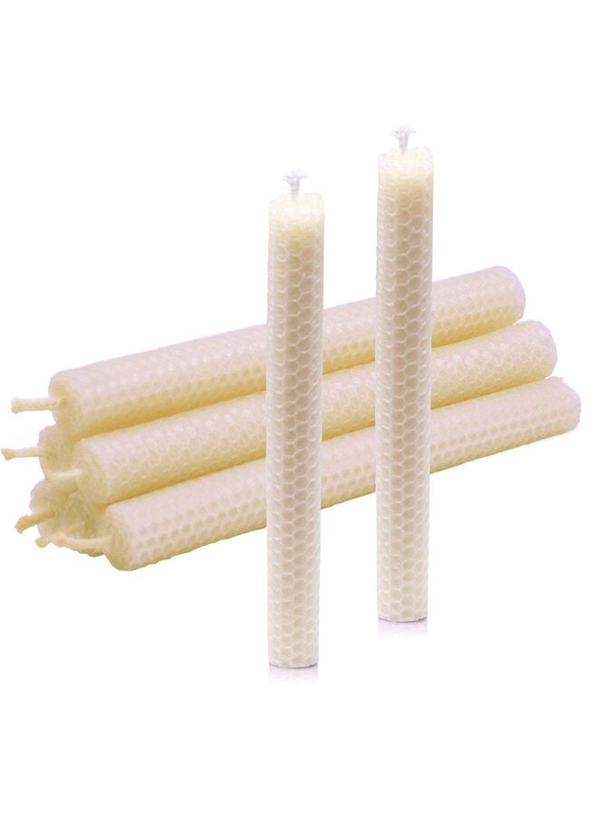 LAMAY 6PCS Beeswax Taper Candle, Drip-Proof Hand-Rolled, Great for Home, Holidays, Weddings, Women's Gifts (White) - Image 1