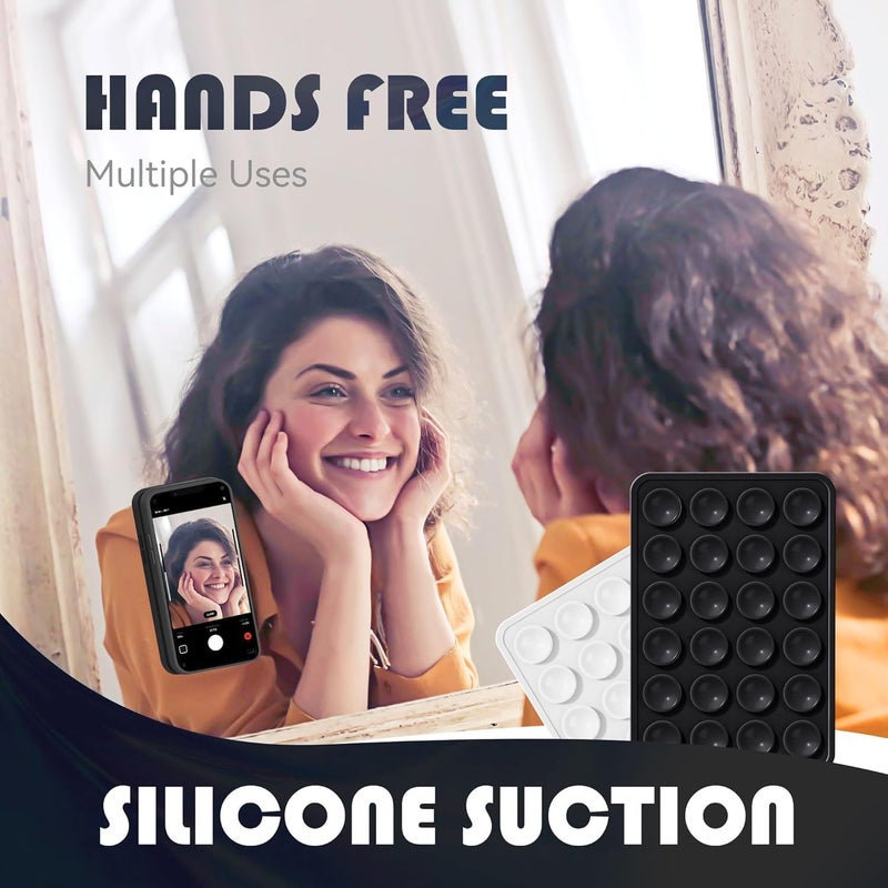 INEFABLE Suction Phone Case, Phone Suction Sticker, Silicone Suction Phone Case for Hands-Free Mobile Accessory Holder Grip, Video Phone Accessory (Black,White,Pink - Pack of 3) - Image 5