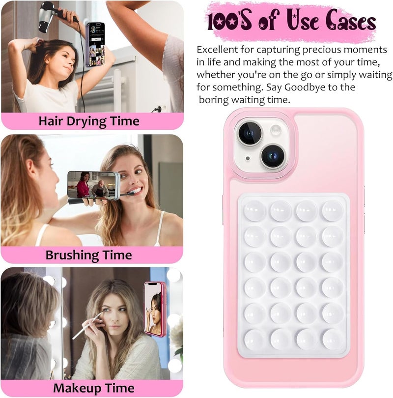 INEFABLE Suction Phone Case, Phone Suction Sticker, Silicone Suction Phone Case for Hands-Free Mobile Accessory Holder Grip, Video Phone Accessory (Black,White,Pink - Pack of 3) - Image 2