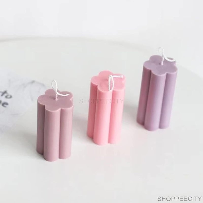 Shoppeecity Plum Blossom Shaped Candle Mold I Simplicity Modern Flower Pillar Acrylic Wax Mould I Column Molds for DIY Handmade Ornament Soap Cake Dcor Art Craft Making Home Wedding Decoration - Image 2