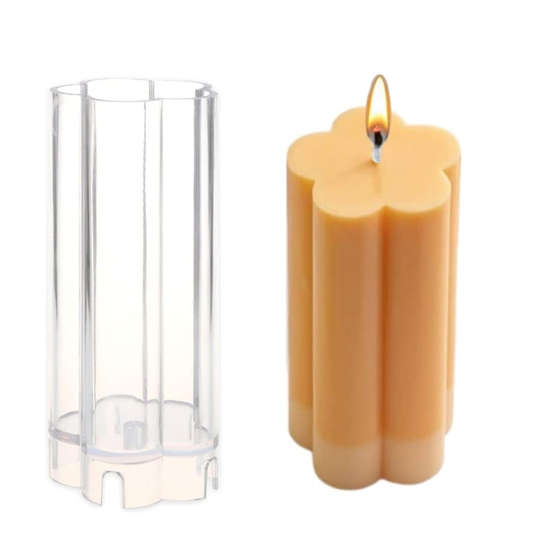 Shoppeecity Plum Blossom Shaped Candle Mold I Simplicity Modern Flower Pillar Acrylic Wax Mould I Column Molds for DIY Handmade Ornament Soap Cake Dcor Art Craft Making Home Wedding Decoration - Image 1