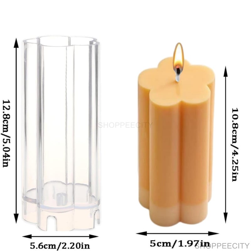 Shoppeecity Plum Blossom Shaped Candle Mold I Simplicity Modern Flower Pillar Acrylic Wax Mould I Column Molds for DIY Handmade Ornament Soap Cake Dcor Art Craft Making Home Wedding Decoration - Image 4