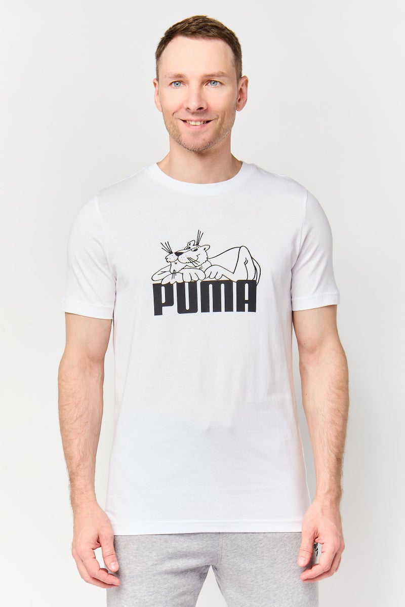 PUMA تي شيرت رياضي للرجال بأكمام قصيرة مناسب، خارجي فائق، أبيض - Image 1