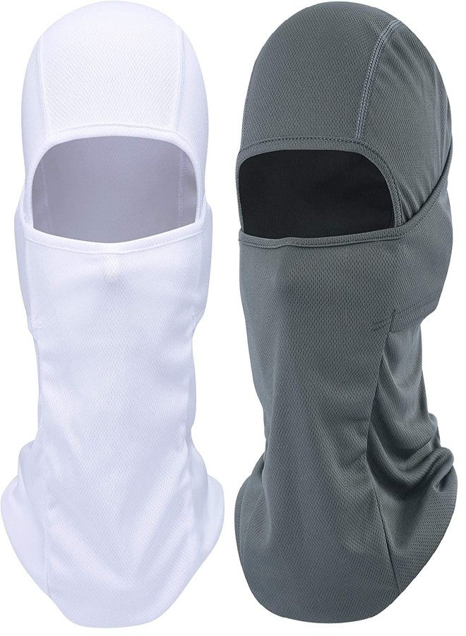 BISMAADH Balaclava Full Face Mask Winter Windproof Summer UV Protection Breathable Neck Gaiter White, Dark Grey - Image 1