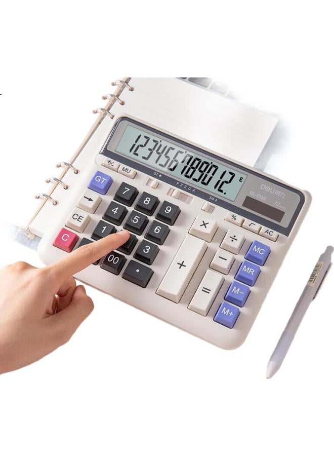 Deli Dual Power Computer Keyboard Calculator, 12-Digit Large Screen Horizontal Calculator, Financial/Banking Calculation, Office Stationery Supplies, Silent 2135, New And Old Mixed Delivery - Image 1