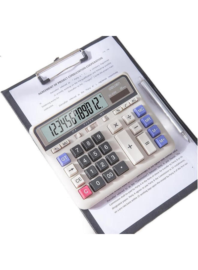 Deli Dual Power Computer Keyboard Calculator, 12-Digit Large Screen Horizontal Calculator, Financial/Banking Calculation, Office Stationery Supplies, Silent 2135, New And Old Mixed Delivery - Image 3