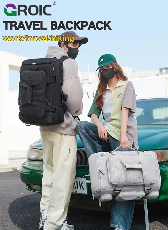 حقيبة ظهر رياضية للتمرين، حقيبة ظهر كبيرة للسفر للرجال والنساء، حقيبة رياضية رياضية سعة 50 لتر مع جيب مبلل، حقيبة ظهر رياضية للسفر، حقيبة ظهر مقاومة للماء لحقائب الظهر التكتيكية