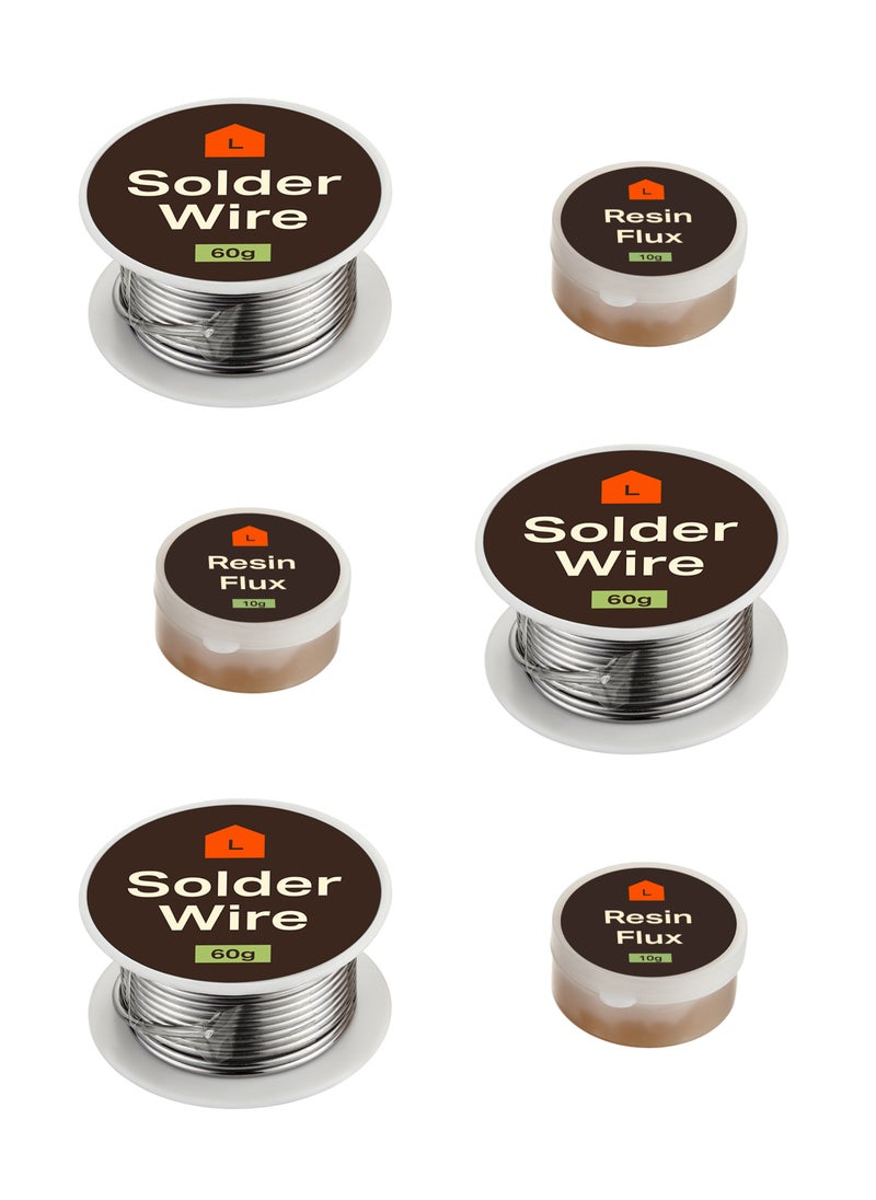 LAWAZIM - Solder Core Wire 60g with 10G Resin 3 Sets - Rosin Core Solder Wire for Electronics, Electrical Soldering, Circuit Board Repair, DIY Projects - High Melting Point, Non-Corrosive Durable Joints - Image 1