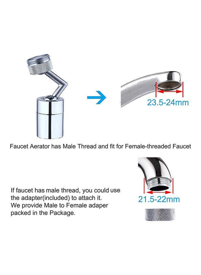 Y&D 720 Degree Swivel Sink Faucet Aerator Silver 9x2.5x2.5cm - Image 3