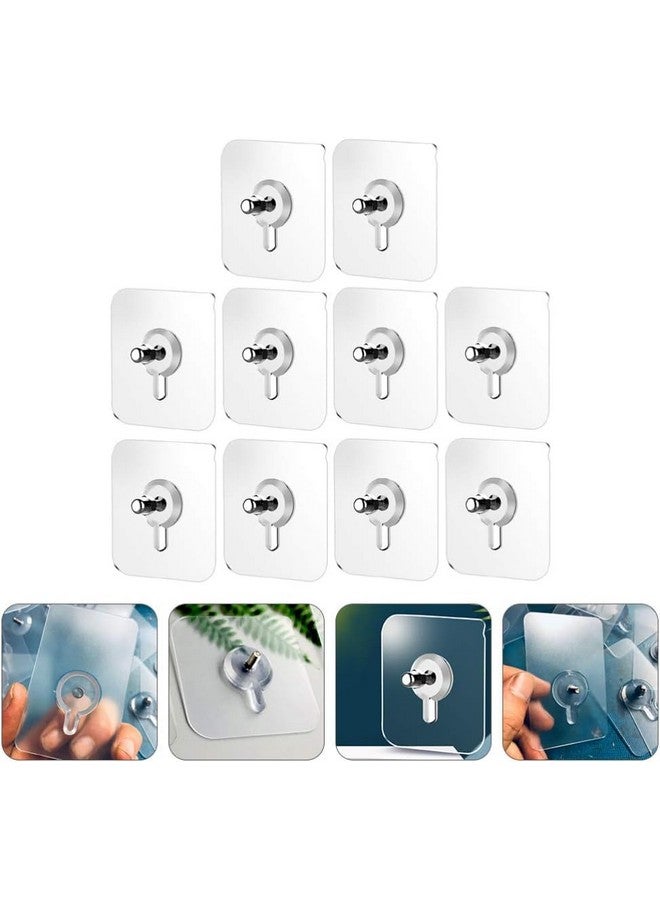 MOBDESK Super Screw for Wall Stainless Steel PVC Abs Nail Free, Non-Trace No Drilling Sticking Hooks,Waterproof Screws Hook, Adhesive Nails Wall, Hooks Without Drilling,Hook Hanging-10 Pack(K-233) - Image 3