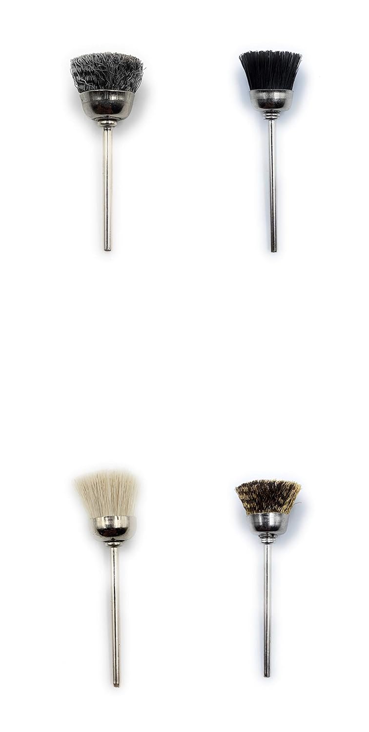 Aone NylonBrassSteelMuslinCottonFelt Scotch 17pcs Mix End Brushes for PolishBuffCleanFinishingDeburring for Dremel Rotary ToolMicro MotorPolishing Machine for JewelleryWatchmakingCrafts - Image 3