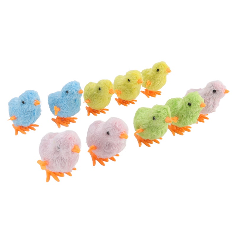 Wind Up Jumping Chicken 10 Pcs Premium Plastic & Plush Material Lifelike Appearance - Simple Operation Clockwork Chick Toy for Toddlers, Children and Cats - Image 3