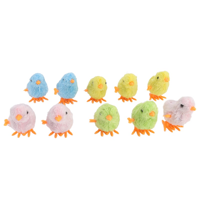 Wind Up Jumping Chicken 10 Pcs Premium Plastic & Plush Material Lifelike Appearance - Simple Operation Clockwork Chick Toy for Toddlers, Children and Cats - Image 2