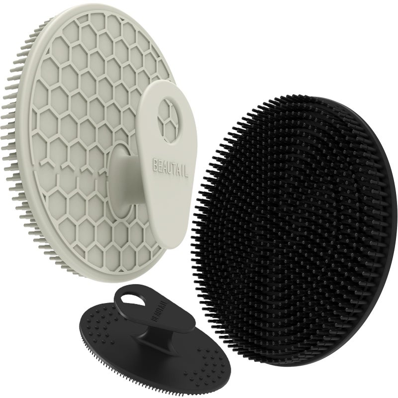 BEAUTAIL Silicone Body and Face Scrubber Set 3 Pack BEAUTAIL Shower Bath Scrubber Gentle Exfoliating Brush for Women Men Baby Sensitive Skin More Hygienic Than Traditional Loofah Long Lasting BlackGray - Image 3