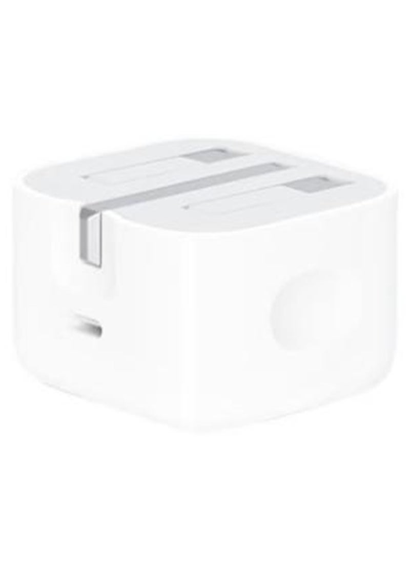 كومبي محول طاقة USB-C 3-Pin بقوة 35 وات مع كابل Type-C إلى Type-C بطول 1 متر باللون الأبيض، متوافق مع iPhone 15/15 Plus/15 Pro/15 Pro Max/16/16 Plus/16 Pro/16 Pro Max/iPad Pro/Air/Mini/10th  - Image 3