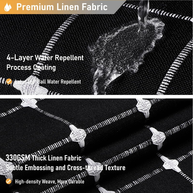 BTTN Boho Farmhouse Shower Curtain, Linen Heavy Duty Fabric Shower Curtain Set with Tassel, Water Repellent, Bohemian Vintage Country Polyester Shower Curtains for Bathroom, Black and White, 72x72 - Image 4