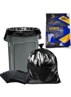 AlsayedP 50 Gallons 35 Trash Bags Black Heavy Duty Plastic Garbage Bags for Contractor, Industrial, Home, Kitchen, Commercial, Yard, Lawn, Leaf (50 Gallons, 35 Bags)  - Image 1