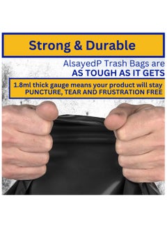 AlsayedP 50 Gallons 35 Trash Bags Black Heavy Duty Plastic Garbage Bags for Contractor, Industrial, Home, Kitchen, Commercial, Yard, Lawn, Leaf (50 Gallons, 35 Bags)  - Image 3