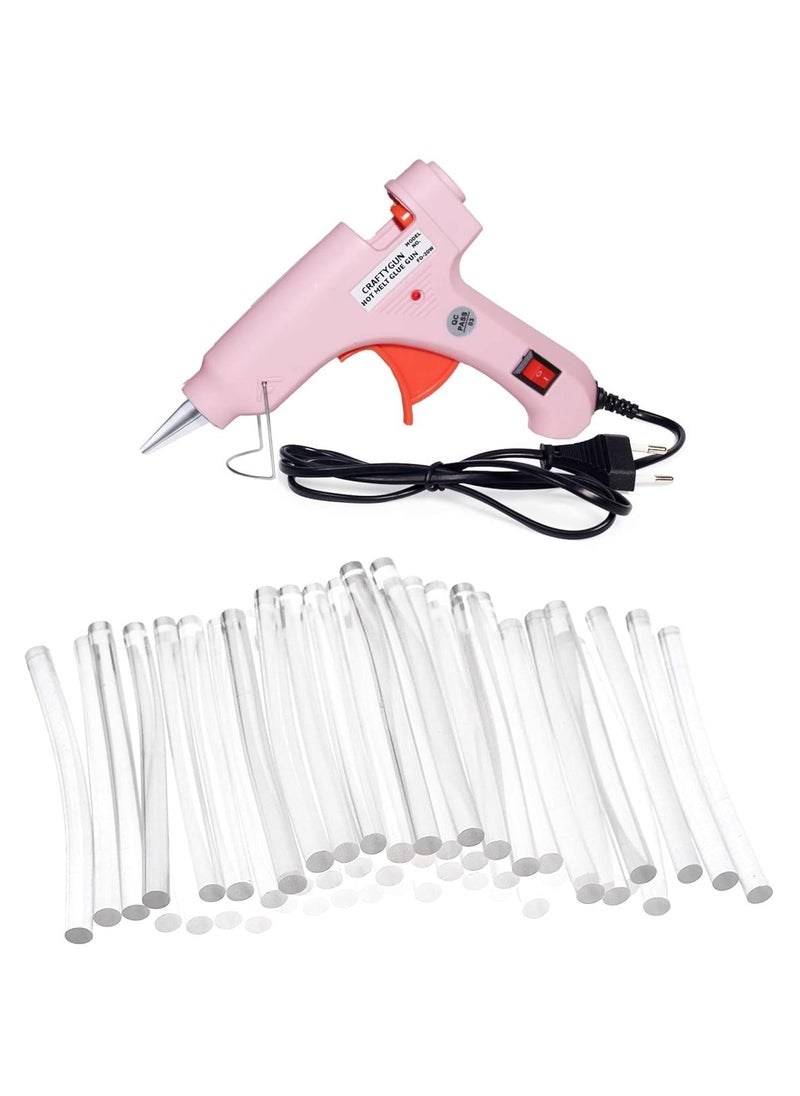 CRAFTYGUN CRAFTYGUN PINK MINI 20 WATT HOT MELT GLUE GUN WITH 50 HOT GLUE STICKS  - Image 1