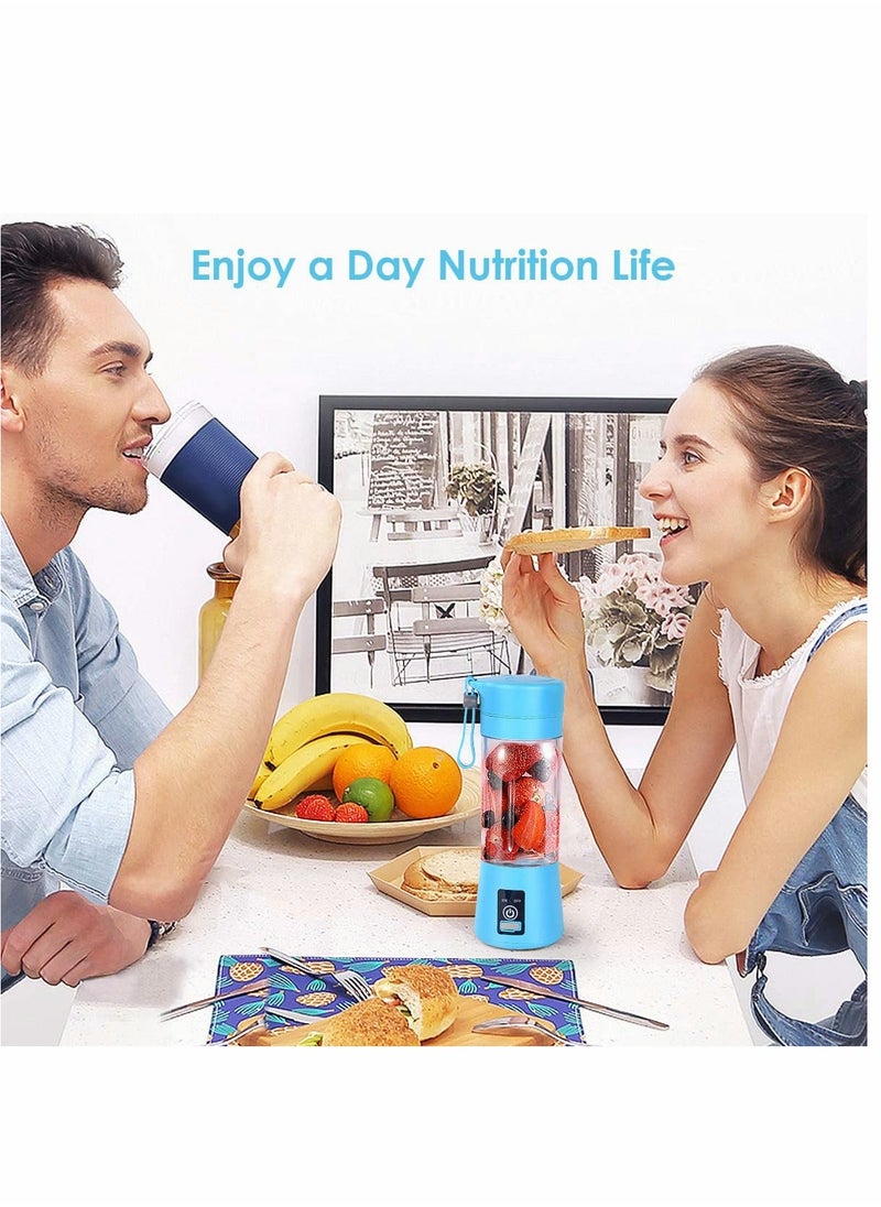 KASTWAVE - Portable Blender, Personal Blender for Shakes and Smoothies Personal Size Blenders with USB Rechargeable Mini Fruit Juice Mixer Mini Juicer Smoothie Blender Bottles Travel 400ML Blue - Image 1