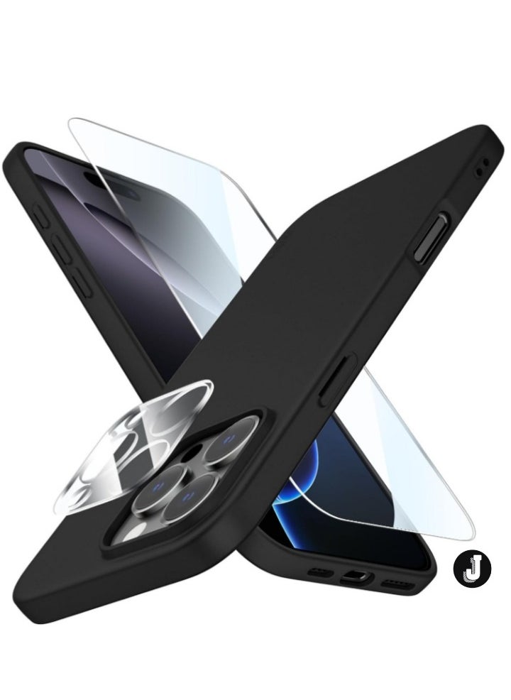JAJEEK "iPhone 16 Pro Max Black Case – Ultra-Thin Matte Cover with Camera Lens and Screen Protectors, Super Soft Touch Anti-Scratch Shockproof Slim Design" - Image 1
