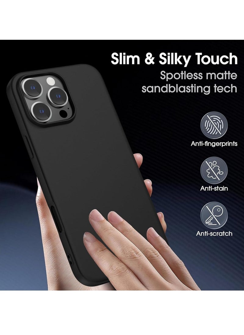 JAJEEK "iPhone 16 Pro Max Black Case – Ultra-Thin Matte Cover with Camera Lens and Screen Protectors, Super Soft Touch Anti-Scratch Shockproof Slim Design" - Image 2